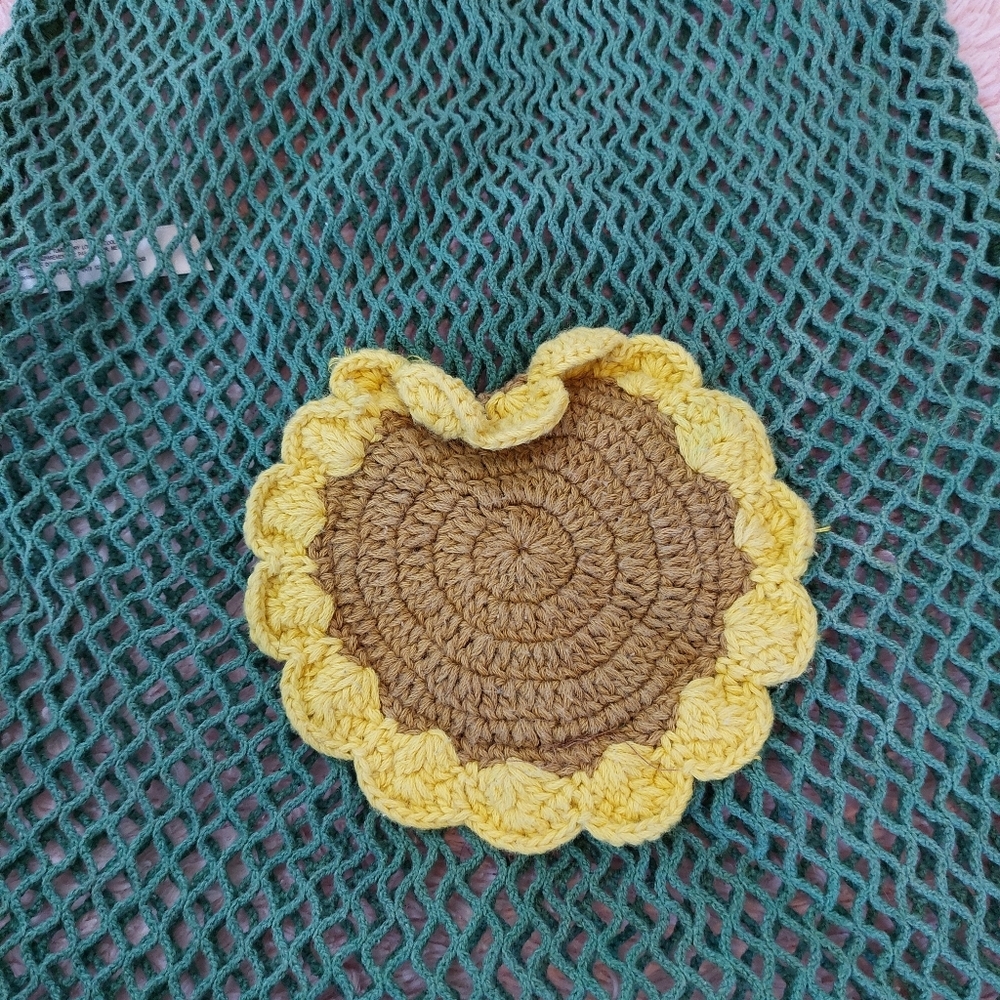 Urban Outfitters Sunflower Crochet Green Fishnet Open‎ Shoulder Bag - Picture 3 of 9